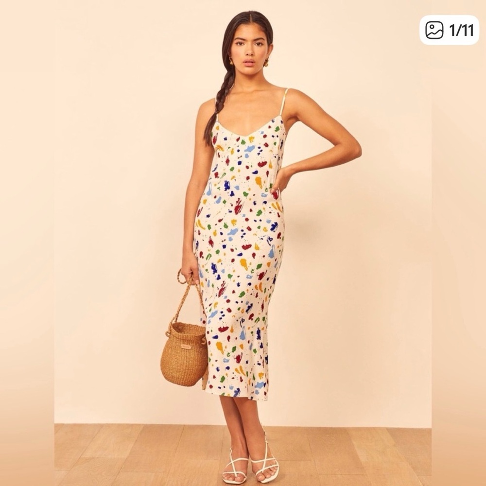 Reformation Multicolor Brushstroke Midi Dress